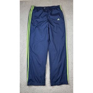 Y2K Adidas Men's Medium Blue Green Track Pants Windbreaker 3 Stripes Vintage